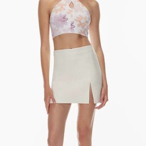 Aritzia NWT Sunday Best Tatiana Mini Skirt Size 8 Light Birch Vegan Leather